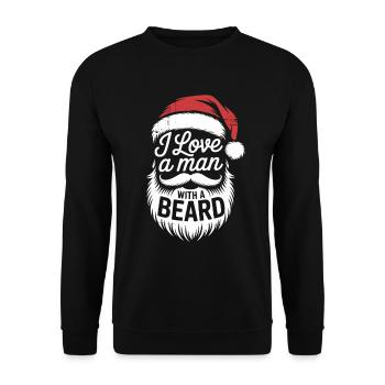 I Love A Man With A Beard Funny Christmas - Unisex Sweatshirt - black - Front - Alina (178cm) & Michal (187cm)