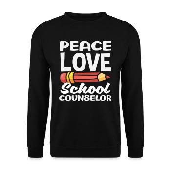 Frieden Liebe Schulberater Kunstwerk - Unisex Pullover - Schwarz - Vorne - Alina (178cm) & Michal (187cm)