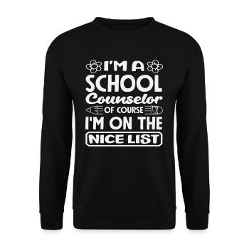 Ich Bin Schulberater Natürlich Auf Der Guten Liste - Unisex Pullover - Schwarz - Vorne - Alina (178cm) & Michal (187cm)