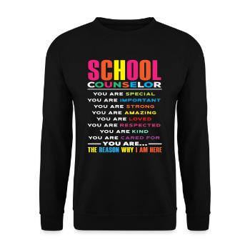 Schulberater Inspirierende Worte - Unisex Pullover - Schwarz - Vorne - Alina (178cm) & Michal (187cm)