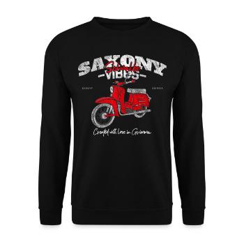 Saxony Vibes - Grimma Vibes - Schwalbe - Moped - Unisex Pullover - Schwarz - Vorne - Alina (178cm) & Michal (187cm)