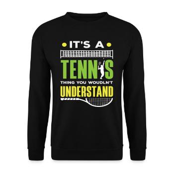 Tennis Spieler Verstehen Es Nicht - Unisex Pullover - Schwarz - Vorne - Alina (178cm) & Michal (187cm)