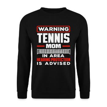 Warning Tennis Player: Tennis Mom Attention - Unisex Sweatshirt - black - Front - Alina (178cm) & Michal (187cm)