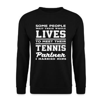 Joueur de tennis partenaire à vie - Sweat-shirt Unisexe - noir - Devant - Alina (178cm) & Michal (187cm)