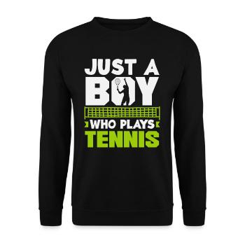 Nur Ein Junge Der Tennis Spielt - Unisex Pullover - Schwarz - Vorne - Alina (178cm) & Michal (187cm)