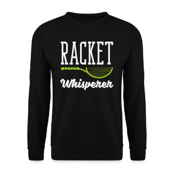 Racket Whisperer Tennis Spieler Design - Unisex Pullover - Schwarz - Vorne - Alina (178cm) & Michal (187cm)