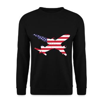 American Flag Airplane Stars And Stripes - Unisex Sweatshirt - black - Front - Alina (178cm) & Michal (187cm)