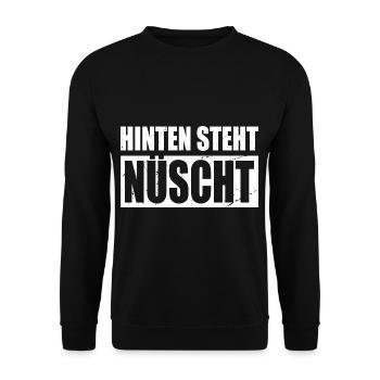 Hinten Steht Nüscht Auch Wat Nichts Berlinerisch - Unisex Pullover - Schwarz - Vorne - Alina (178cm) & Michal (187cm)