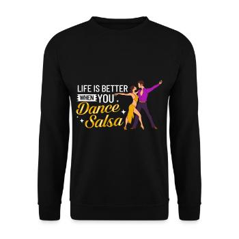 Salsa Dance Music Course Beginner Workout Dancer - Unisex Sweatshirt - black - Front - Alina (178cm) & Michal (187cm)