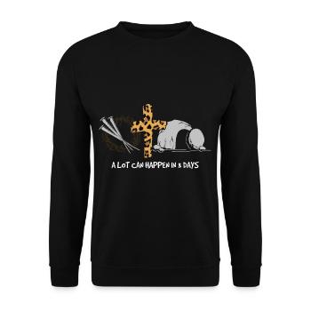 Beaucoup de choses peuvent arriver en 3 jours résurrection Jésus - Sweat-shirt Unisexe - noir - Devant - Alina (178cm) & Michal (187cm)
