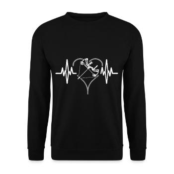 Herzschlag Bogenschießen - Unisex Pullover - Schwarz - Vorne - Alina (178cm) & Michal (187cm)