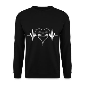 Herzschlag Trampolin springen Fitness - Unisex Pullover - Schwarz - Vorne - Alina (178cm) & Michal (187cm)