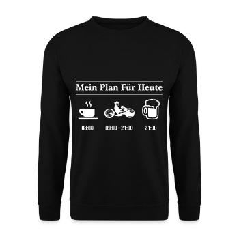 Mein Plan Für Heute Handbike Kaffee Bier Tagesplan - Unisex Pullover - Schwarz - Vorne - Alina (178cm) & Michal (187cm)