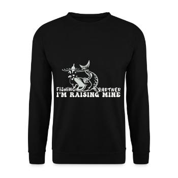 Fishing Partner I'm Raising Mine Dads Retirement P - Unisex Sweatshirt - black - Front - Alina (178cm) & Michal (187cm)