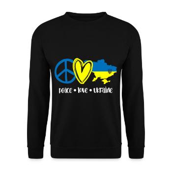 Peace Love Ukraine I Stand With Ukraine - Unisex Pullover - Schwarz - Vorne - Alina (178cm) & Michal (187cm)