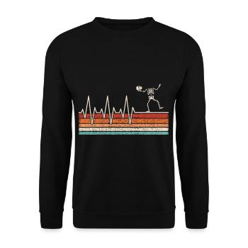 Skeleton Herzschlag - Unisex Pullover - Schwarz - Vorne - Alina (178cm) & Michal (187cm)