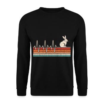 Hasen Herzschlag - Unisex Pullover - Schwarz - Vorne - Alina (178cm) & Michal (187cm)