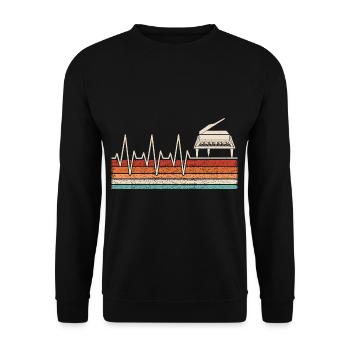 Klavierspieler Herzschlag - Unisex Pullover - Schwarz - Vorne - Alina (178cm) & Michal (187cm)