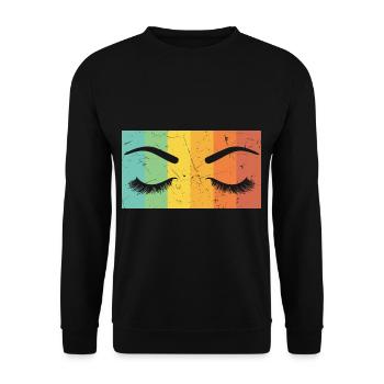 Vintage Artwork Eyelashes Distressed Make Up - Unisex Sweatshirt - black - Front - Alina (178cm) & Michal (187cm)