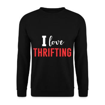 Funny Thrift Shopping I Love Thrifting Antique - Unisex Sweatshirt - black - Front - Alina (178cm) & Michal (187cm)