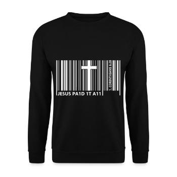 Jesus Paid It All Barcode Bible Verses 6:20 - Unisex Sweatshirt - black - Front - Alina (178cm) & Michal (187cm)