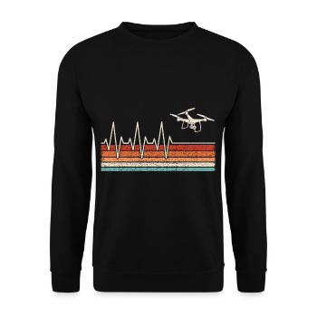 Drohnenpilot Herzschlag - Unisex Pullover - Schwarz - Vorne - Alina (178cm) & Michal (187cm)