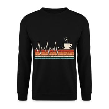 Kaffeetrinker Herzschlag - Unisex Pullover - Schwarz - Vorne - Alina (178cm) & Michal (187cm)