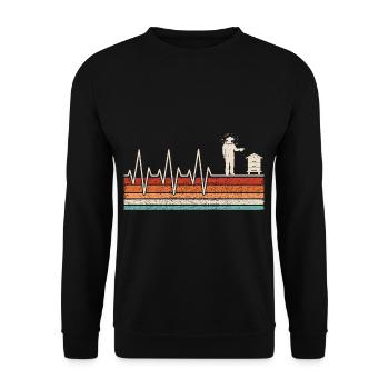 Imker Herzschlag - Unisex Pullover - Schwarz - Vorne - Alina (178cm) & Michal (187cm)