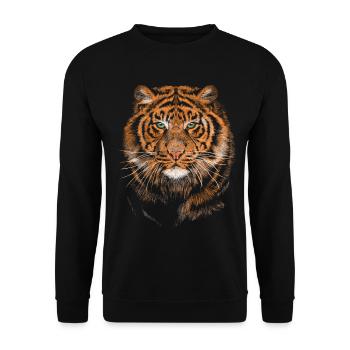 Tiger - Unisex Sweatshirt - black - Front - Alina (178cm) & Michal (187cm)