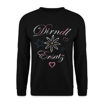 Dirndl Ersatz Wiesen Trachten - Unisex Pullover - Schwarz - Vorne - Alina (178cm) & Michal (187cm)