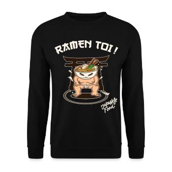 Ramen toi Sumo - Humor Japan - Küche - Unisex Pullover - Schwarz - Vorne - Alina (178cm) & Michal (187cm)