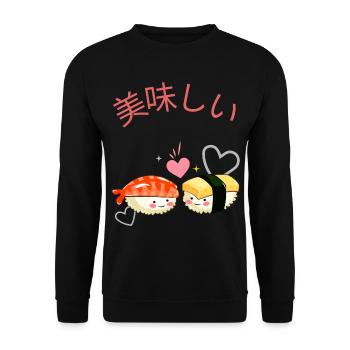 sleep walking sushi japan fisch sushimi reis lachs - Unisex Pullover - Schwarz - Vorne - Alina (178cm) & Michal (187cm)
