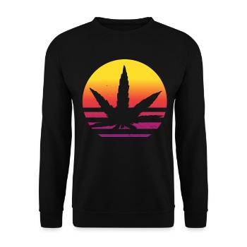 Cannabis leaf Retro Sunset - Unisex Sweatshirt - black - Front - Alina (178cm) & Michal (187cm)
