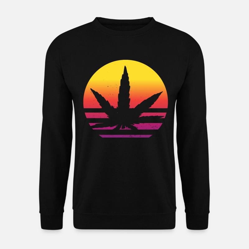Cannabis leaf Retro Sunset - Unisex Sweatshirt - black