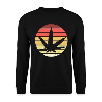 Cannabis leaf Retro Sunset - Unisex Sweatshirt - black - Front - Alina (178cm) & Michal (187cm)