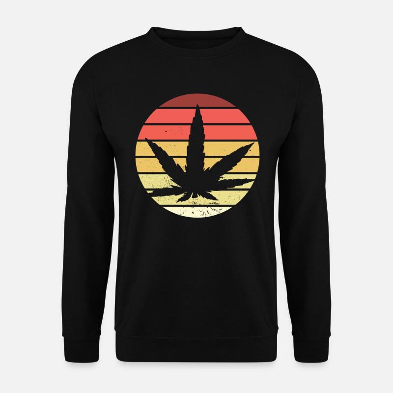Cannabis leaf Retro Sunset - Unisex Sweatshirt - black