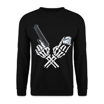 Squelette de gangster - Sweat-shirt Unisexe - noir - Devant - Alina (178cm) & Michal (187cm)