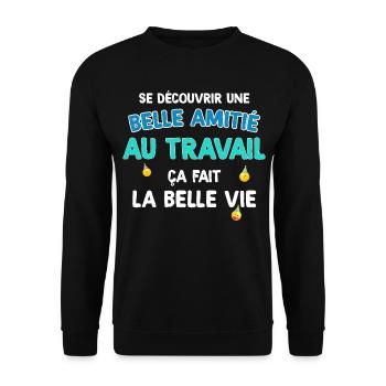 Collègue Et Meilleure Copine La Belle Vie - Sweat-shirt Unisexe - noir - Devant - Alina (178cm) & Michal (187cm)