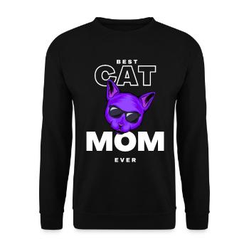 Beste lila Katzenmama - Unisex Pullover - Schwarz - Vorne - Alina (178cm) & Michal (187cm)