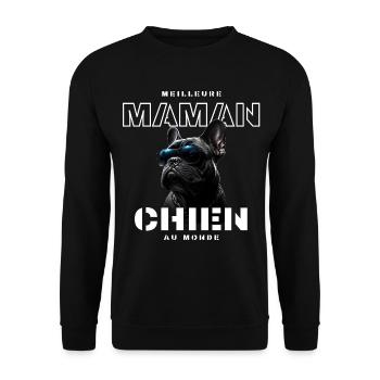 Maman Chien au Monde Bulldog - Sweat-shirt Unisexe - noir - Devant - Alina (178cm) & Michal (187cm)