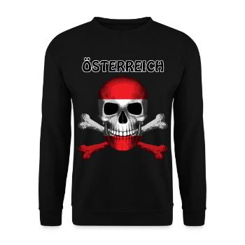 Skull Jolly Roger Pirate Flag Oesterreich R6Z - Unisex Sweatshirt - black - Front - Alina (178cm) & Michal (187cm)