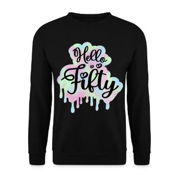 Célébrer 50ème Anniversaire Femme 50 Ans Tie Dye - Sweat-shirt Unisexe - noir - Devant - Alina (178cm) & Michal (187cm)