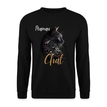 Cat Mom Ornamental Black Gold - Unisex Sweatshirt - black - Front - Alina (178cm) & Michal (187cm)