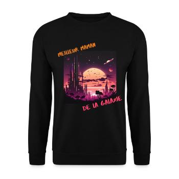 Cité lunaire au crépuscule - Sweat-shirt Unisexe - noir - Devant - Alina (178cm) & Michal (187cm)