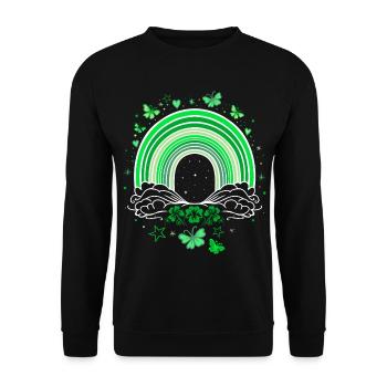 St Patrick's Day rainbow with butterflies - Unisex Sweatshirt - black - Front - Alina (178cm) & Michal (187cm)