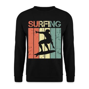 Vintage Surfbrett - Unisex Pullover - Schwarz - Vorne - Alina (178cm) & Michal (187cm)