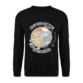 Explore the world with flip flops & sunshine - Unisex Sweatshirt - black - Front - Alina (178cm) & Michal (187cm)