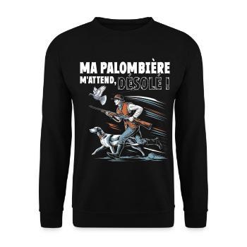 Ma palombière m'attend désolé humour chasse - Sweat-shirt Unisexe - noir - Devant - Alina (178cm) & Michal (187cm)
