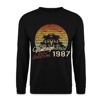 Vintage 1987 Anniversaire Cadeau 1987 Rétro 1987 - Sweat-shirt Unisexe - noir - Devant - Alina (178cm) & Michal (187cm)