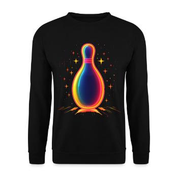 Retro Bowling Pin - Unisex Pullover - Schwarz - Vorne - Alina (178cm) & Michal (187cm)
